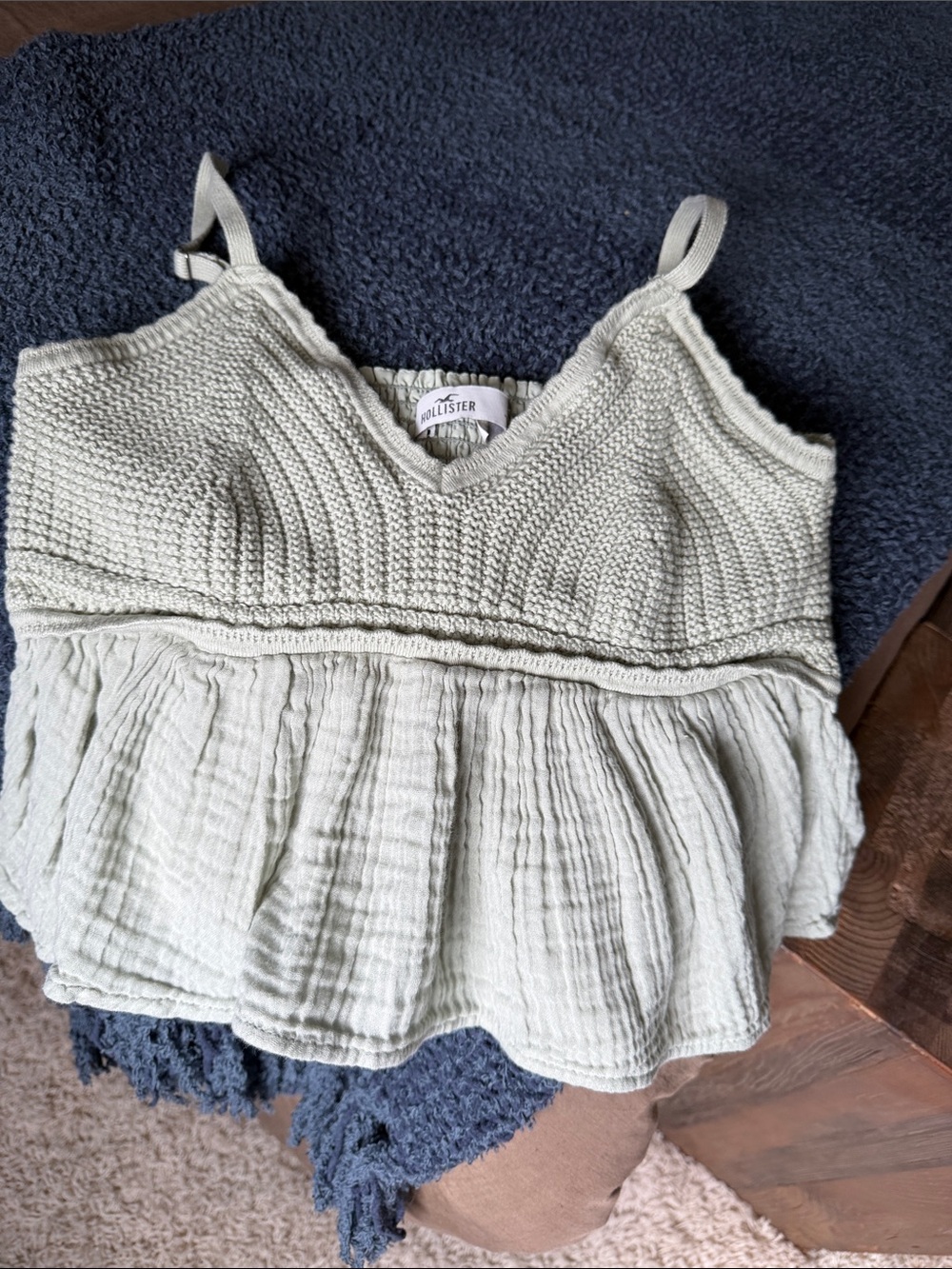 Hollister Sage Green Knit Peplum Camisole